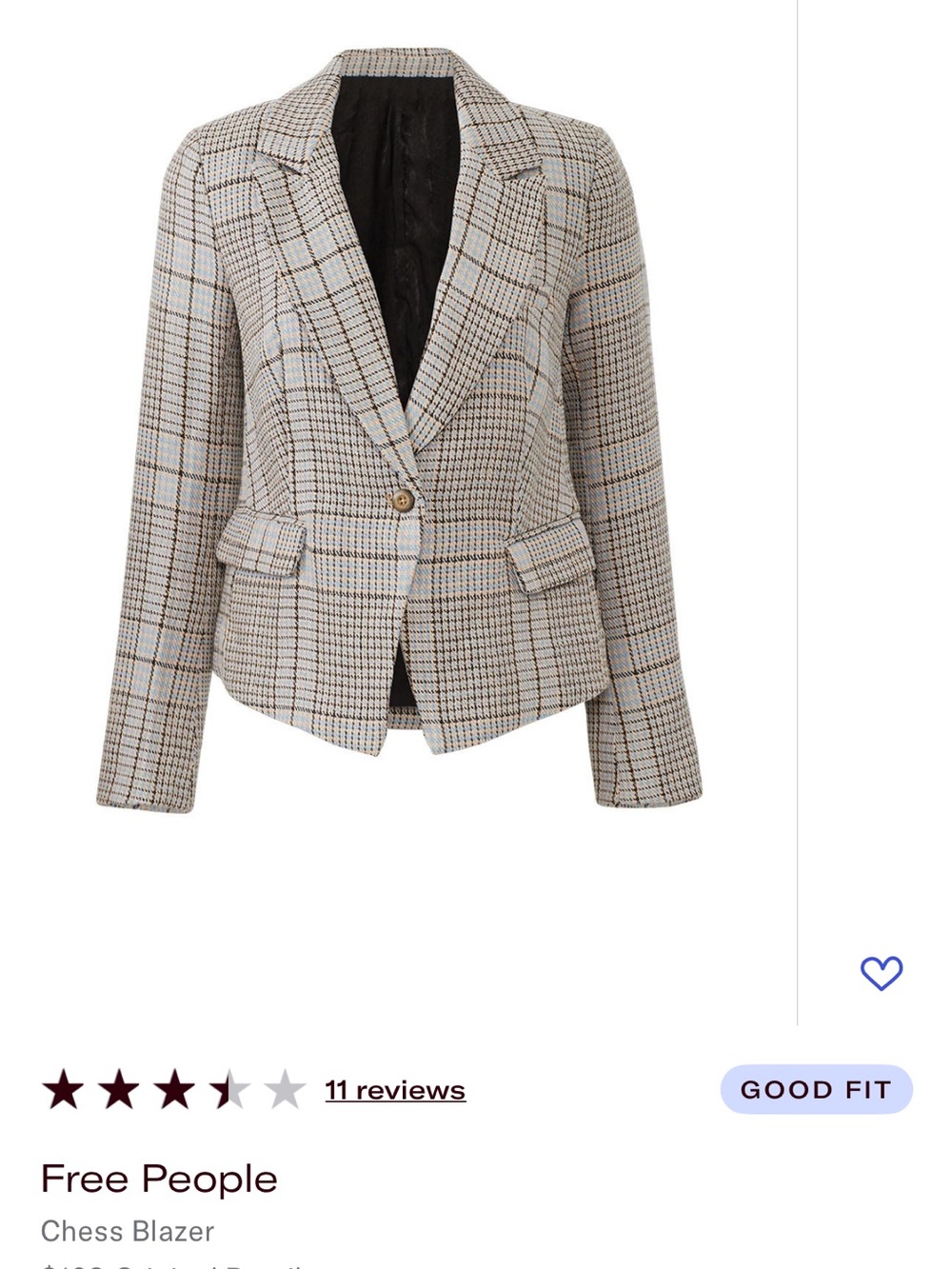 Free People Plaid Notched Single-Button Blazer - Beige and Brown